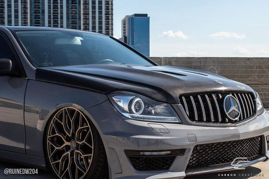 08-11 Benz C Class W204 CF Black -Series type carbon fiber hood