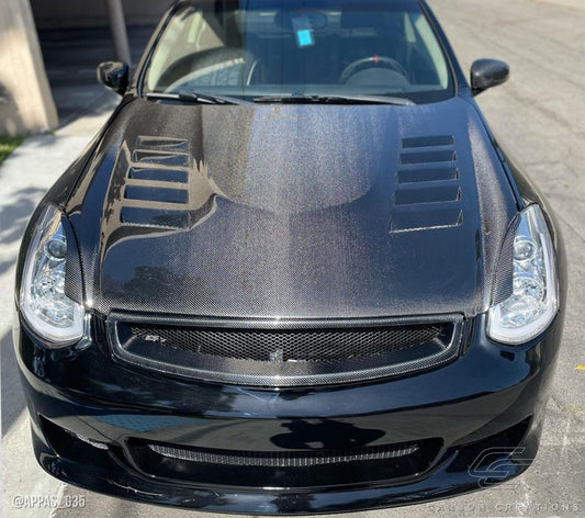 03-07 Infiniti G Coupe G35 CF DriTech O Design carbon fiber hood