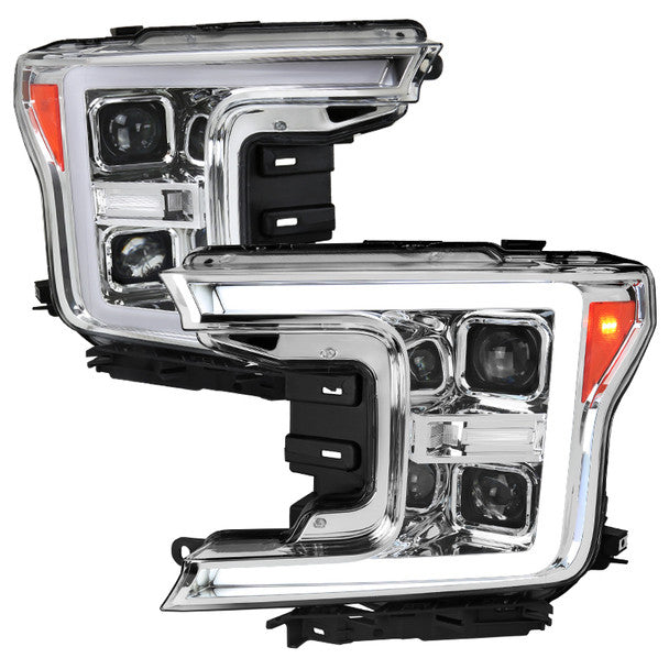 Spec-D 18-20 Ford F150 LED Bar Sequential signal Headlights Chrome