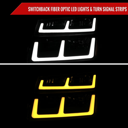 2005 Colorado GMC Canyon LED Bar Amber Spec-D smoked aftermarket headlights