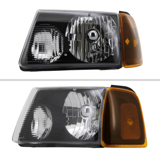 2002 Ford Ranger OE Amber Spec-D black aftermarket headlights