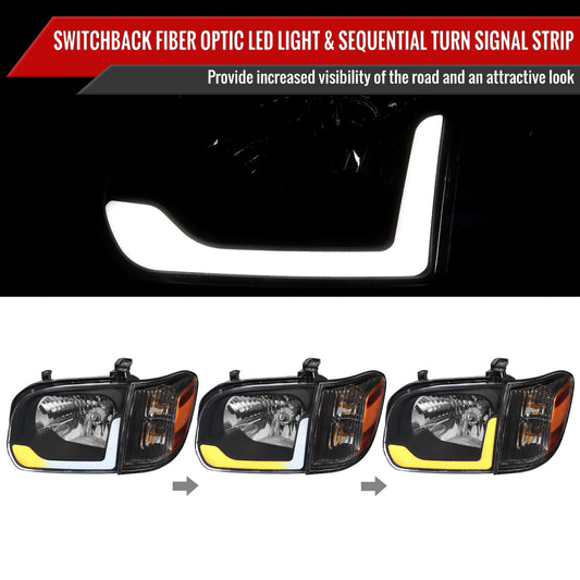 2006 Tundra Sequoia factory style Corner Spec-D black aftermarket headlights