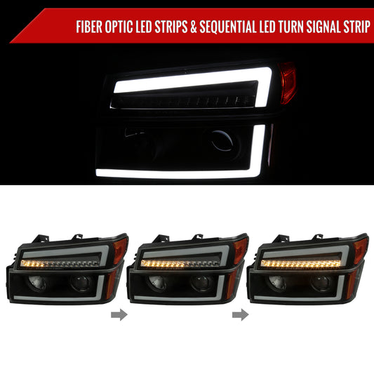 2005 Colorado GMC Canyon Pro Spec-D black aftermarket headlights