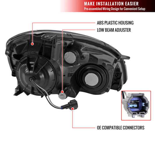2002-2005 Nissan Altima Black Spec-D Headlights