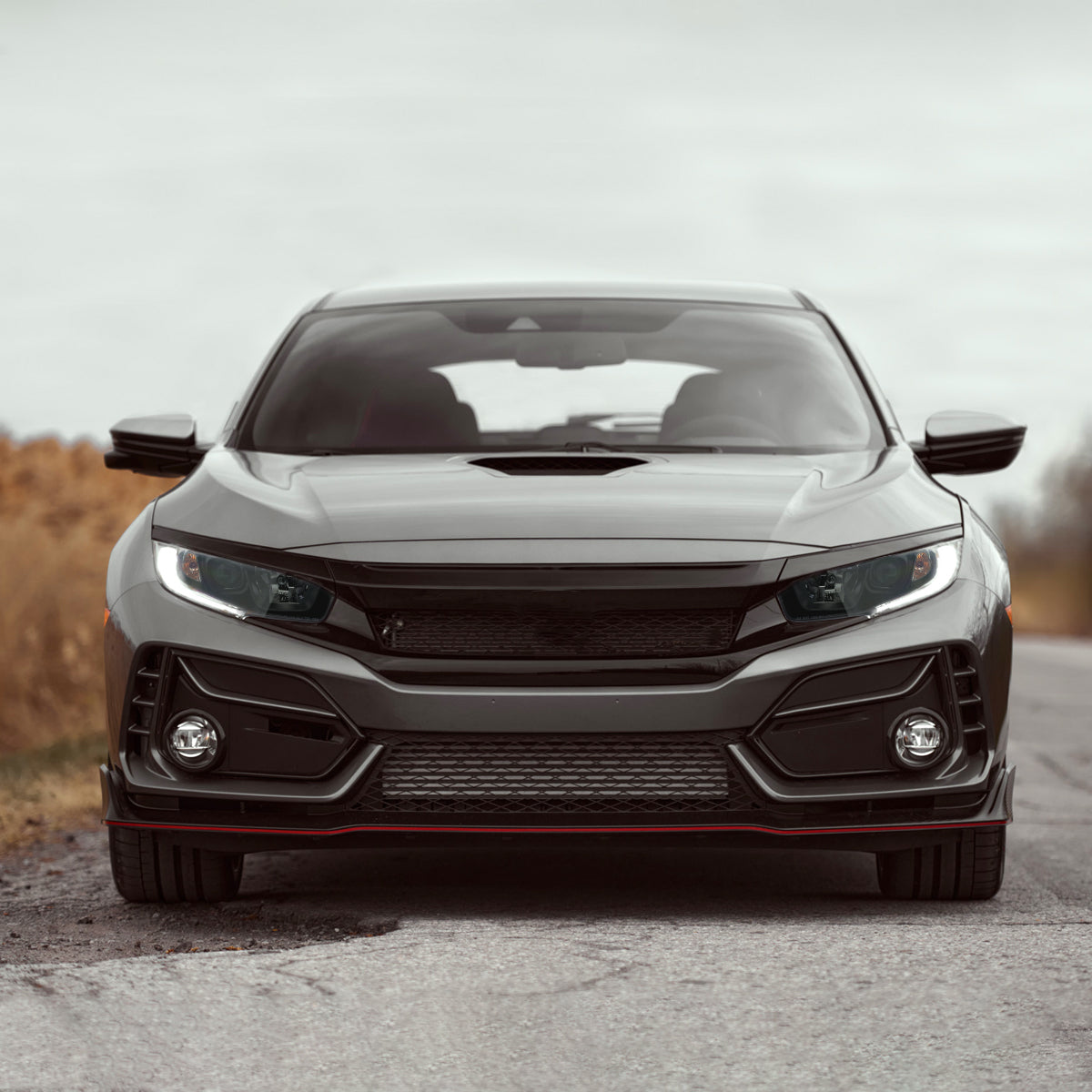 Spec-D 20 Honda Civic LED Strip OE black headlights