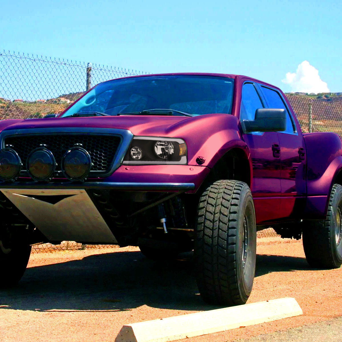 Spec-D 2004-2008 Ford F-150/ 2006-2008 Lincoln Mark LT LED Strip OE Style Black Headlights