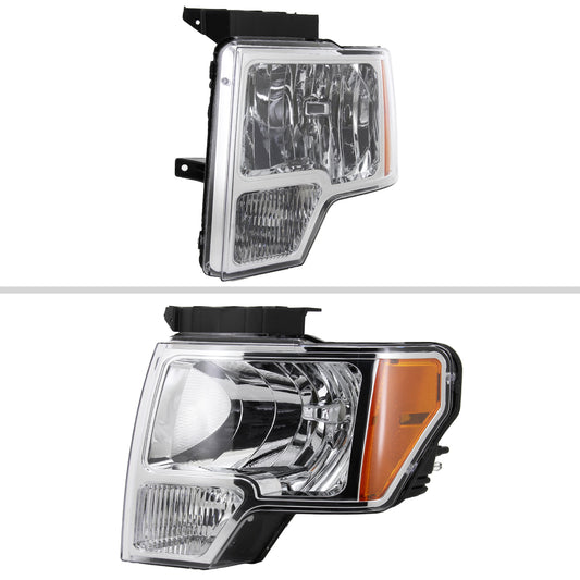 2010 Ford F-150 Factory Crystal Spec-D chrome aftermarket headlights