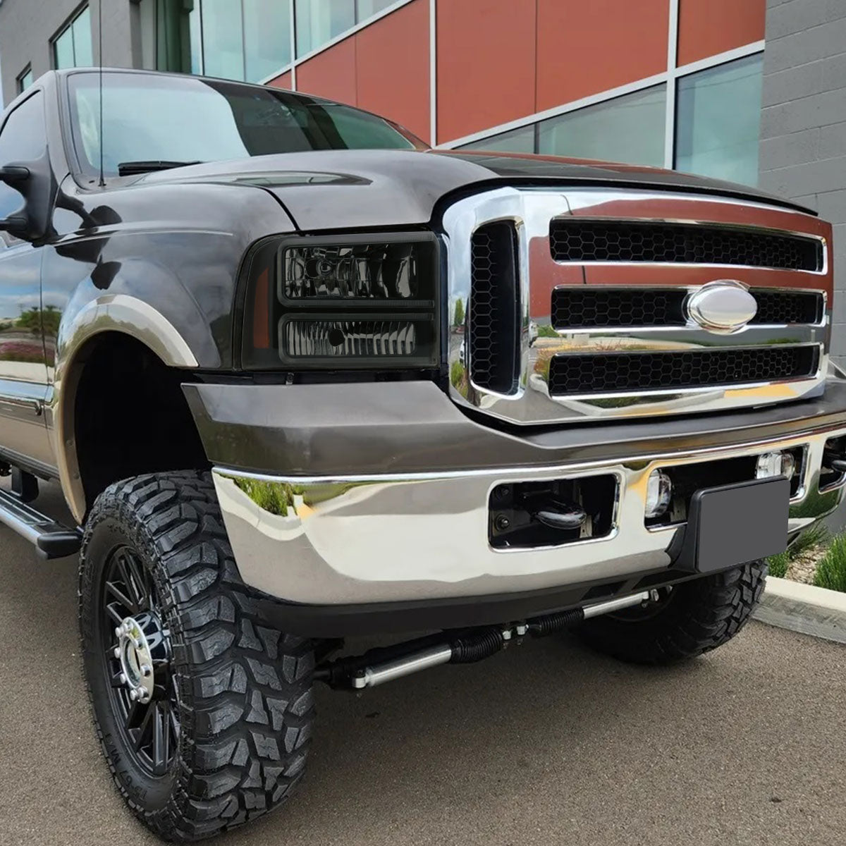 Spec-D 06 F250 F350 F450 F550 Black Smoked headlights