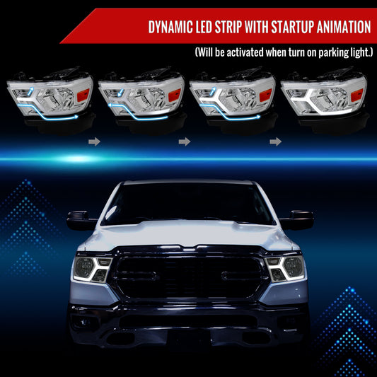 2020 Ram Animated OE Spec-D chrome aftermarket headlights