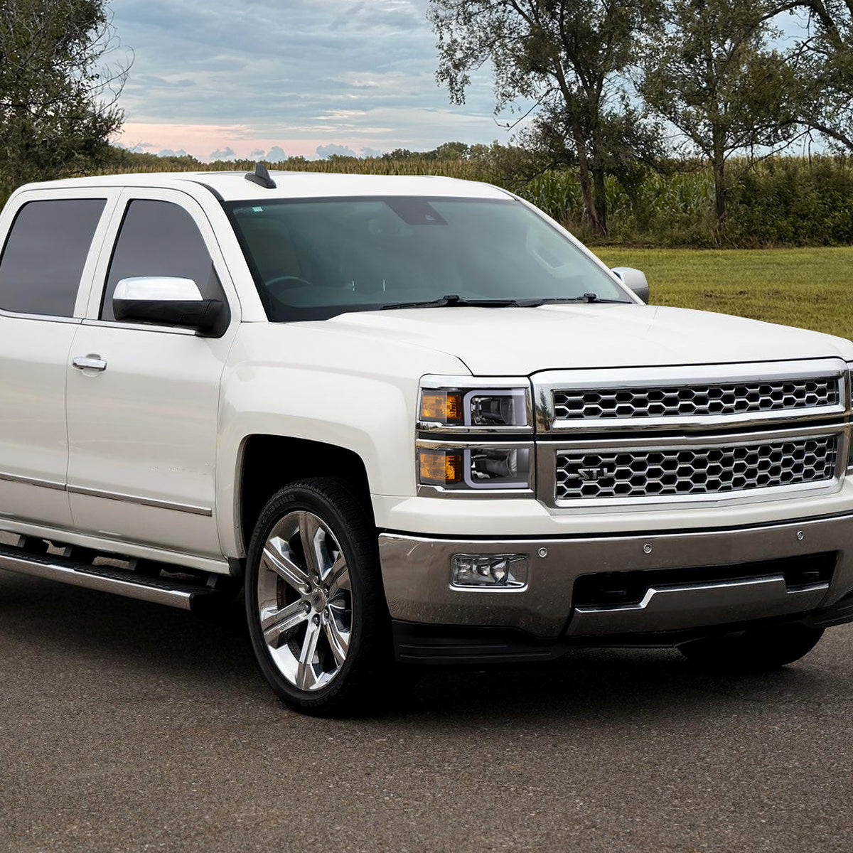 Spec-D 14 Chevy Silverado OE black LED bar headlights