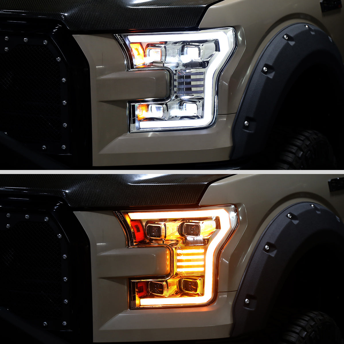 Spec-D 16-17 F-150 Chrome Sequential LED DRL Projector Headlights