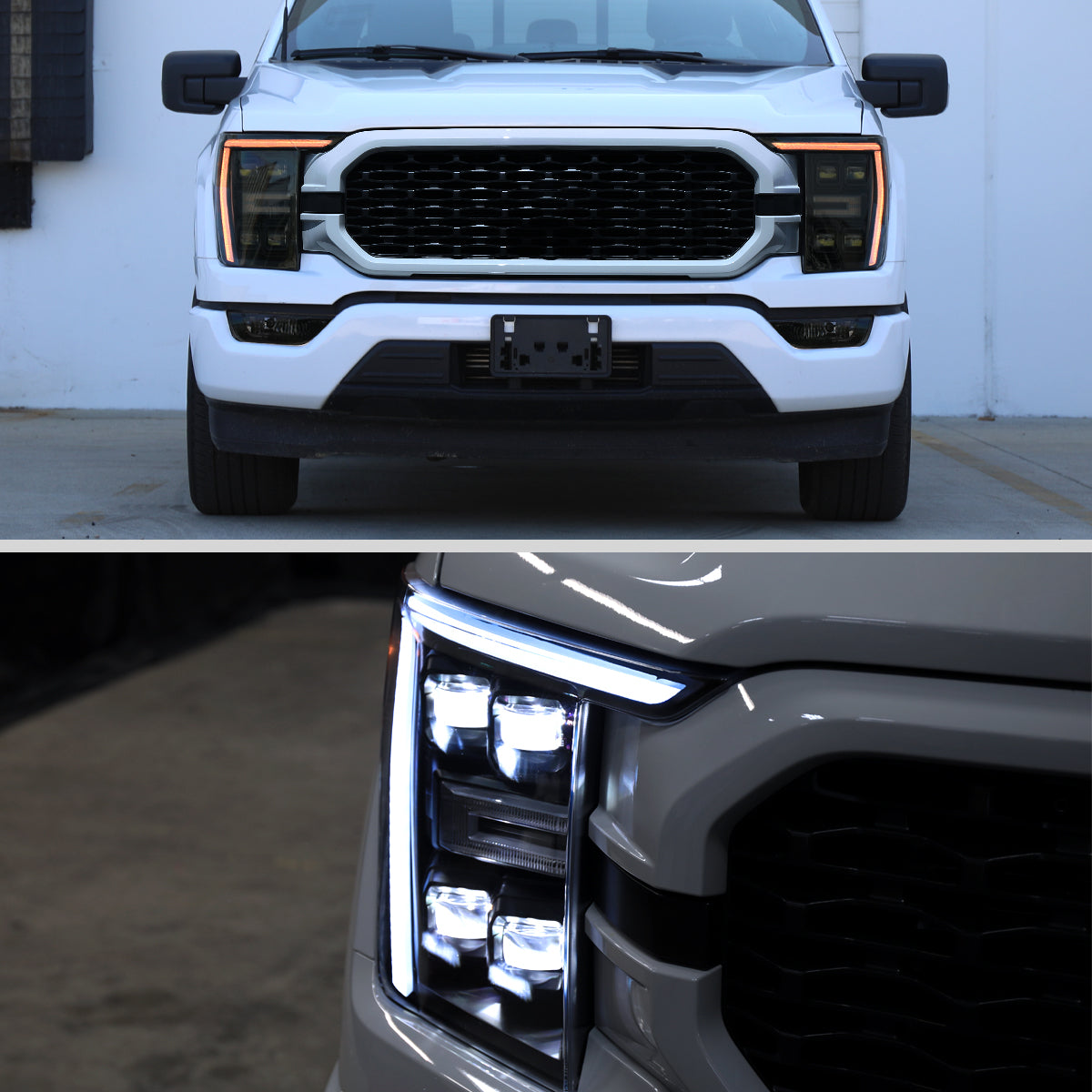 Spec-D 2022-2023 Ford F-150 LED Projector Headlights Smoked Lens Black Housing Pair