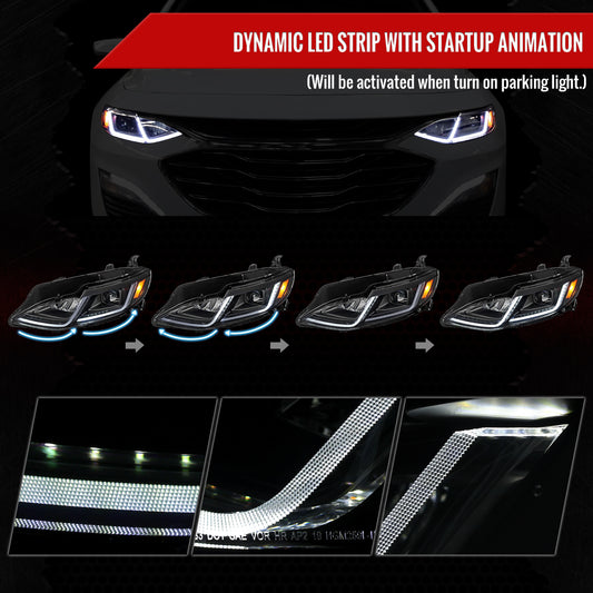 2020 Chevy Malibu Full Spec-D black aftermarket headlights