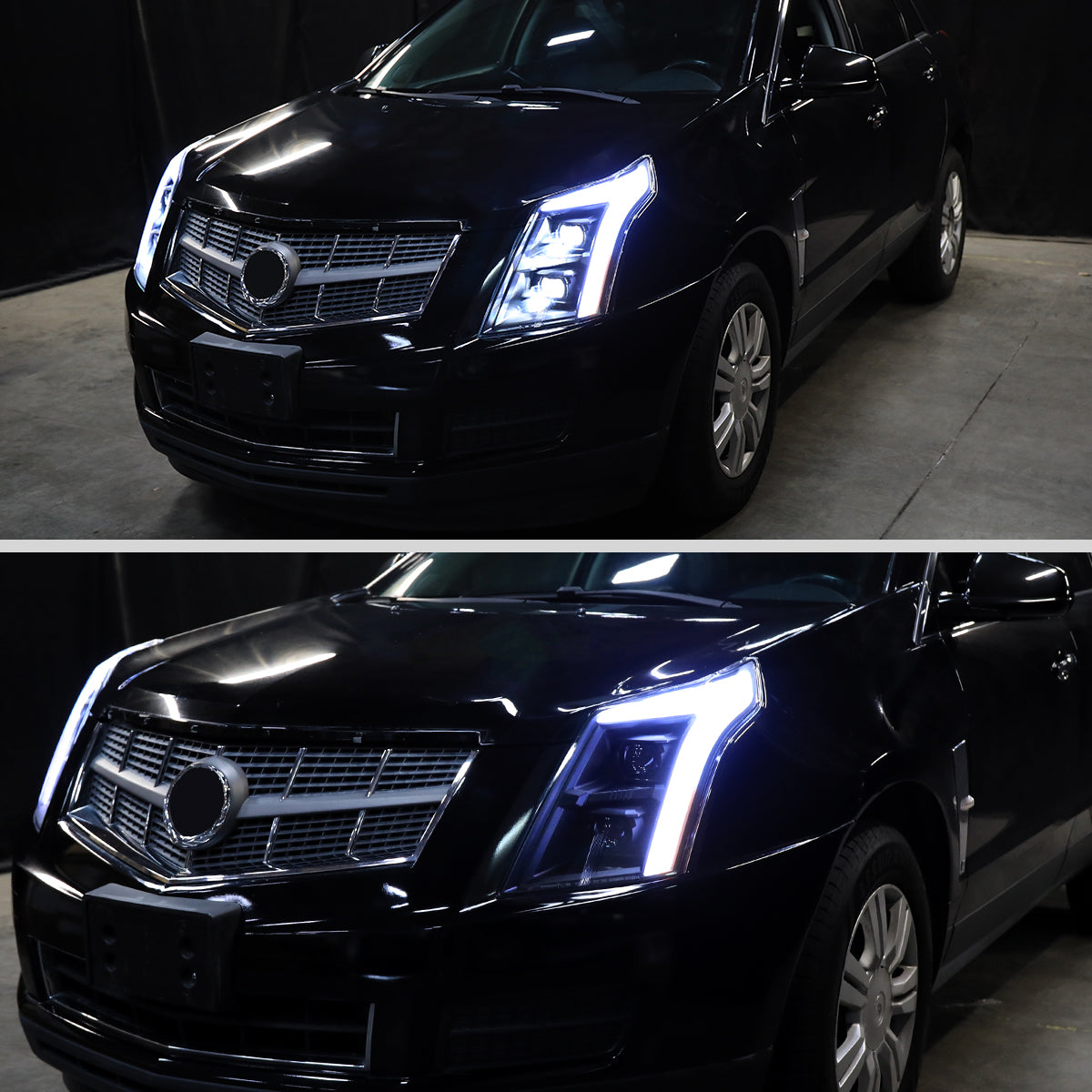 Spec-D 2010-2016 Cadillac SRX Full Switchback Sequential LED DRL Projector Black Headlights