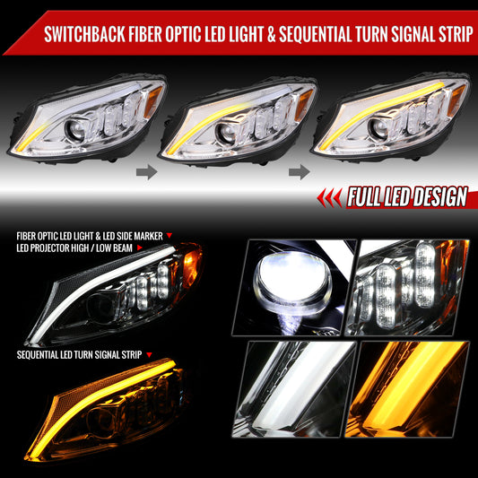2016 Mercedes C-Class W205 projector Spec-D chrome aftermarket headlights