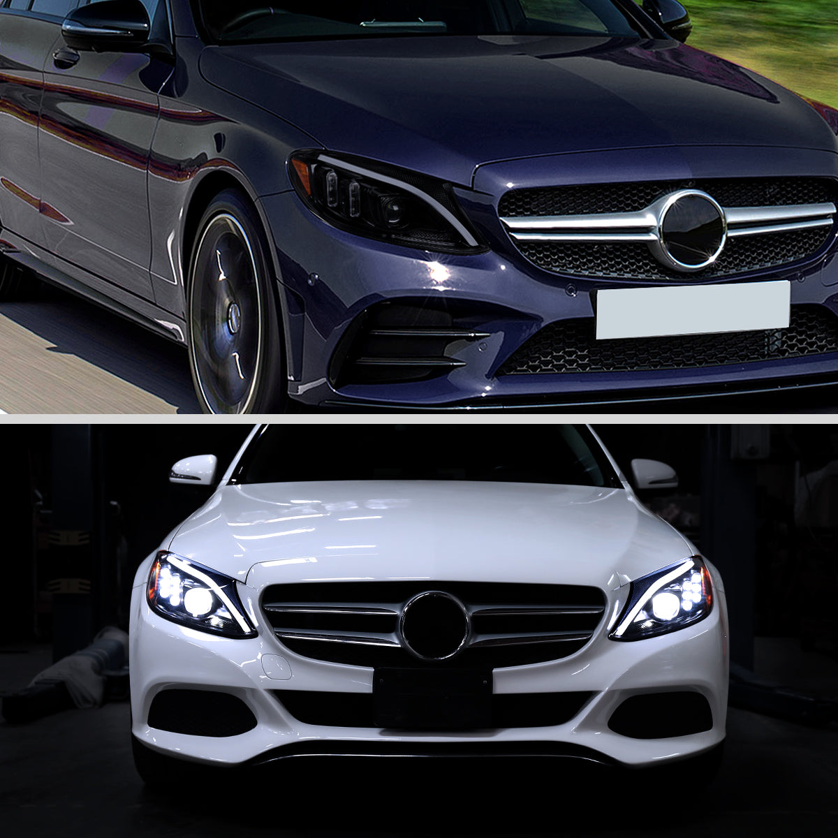 Spec-D 15 Mercedes C-Class W205 Pro smoked headlights