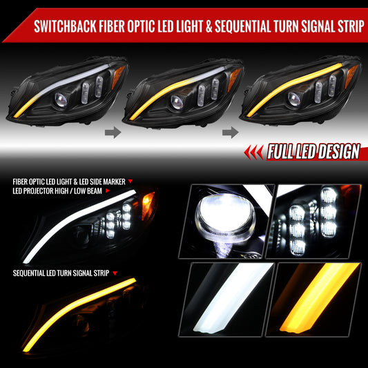 2016 Mercedes C-Class W205 Spec-D black aftermarket headlights