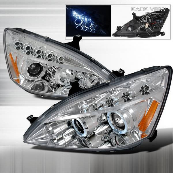 2003-2007 Honda Accord Halo Projector Spec-D Headlights Chrome