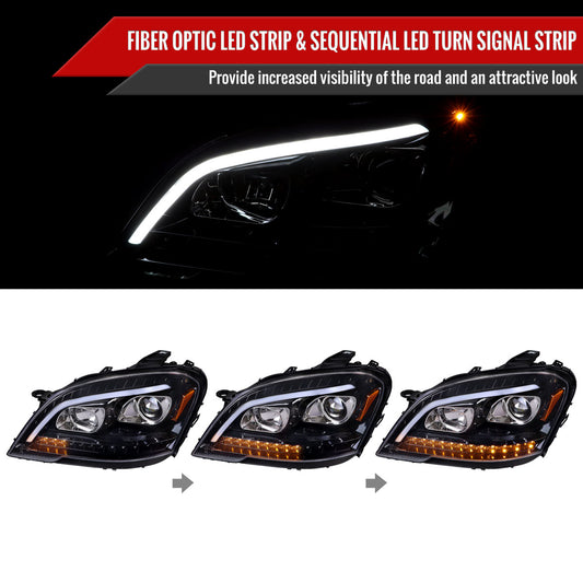2010 Benz W164 ML-Class Sequetial Spec-D black aftermarket headlights