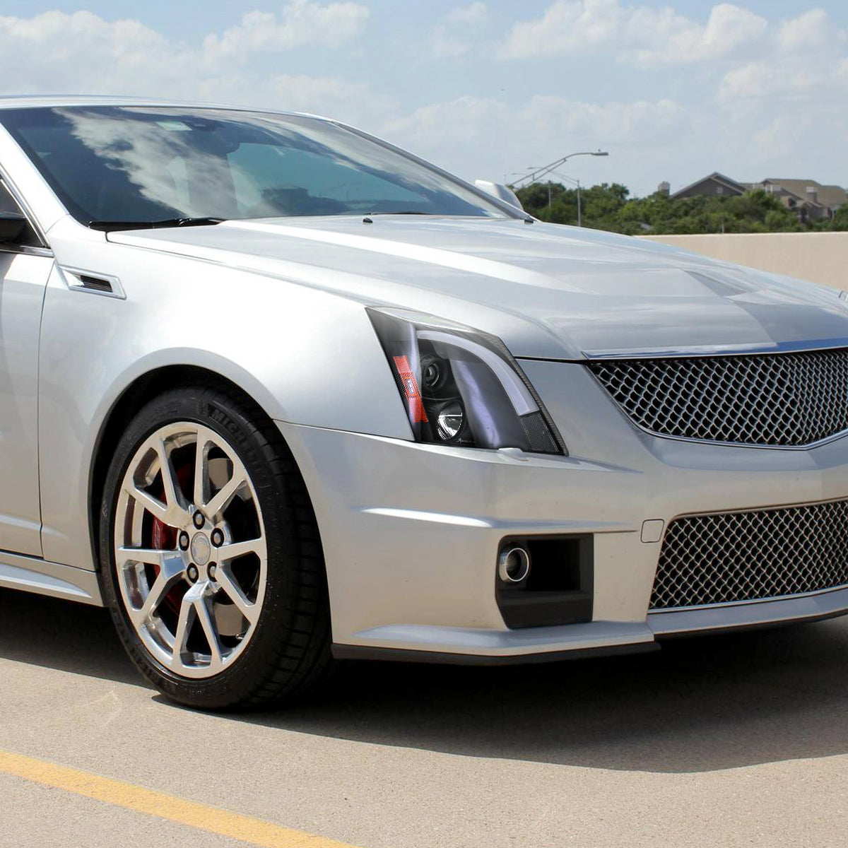Spec-D 2008-2014 Cadillac CTS Switchback Sequential LED Bar Projector Black Headlights