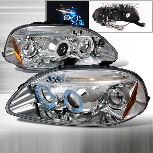 1996-1998 Honda Civic Halo Projector Spec-D Headlights Chrome