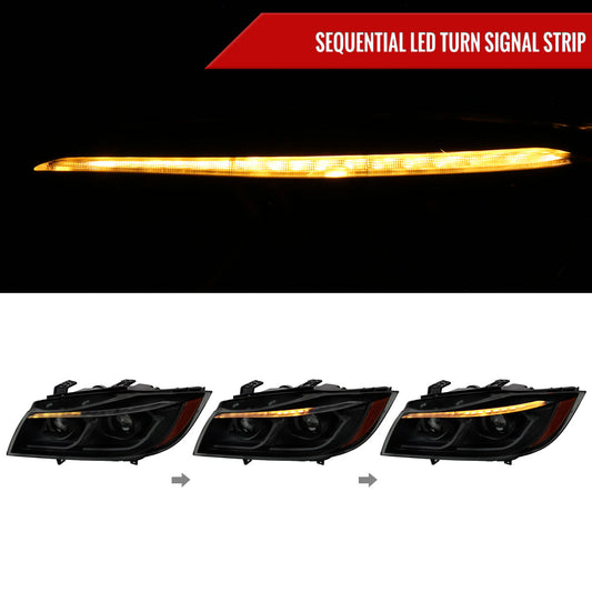 2007 BMW E90 3-Series 4DR Spec-D smoked aftermarket headlights