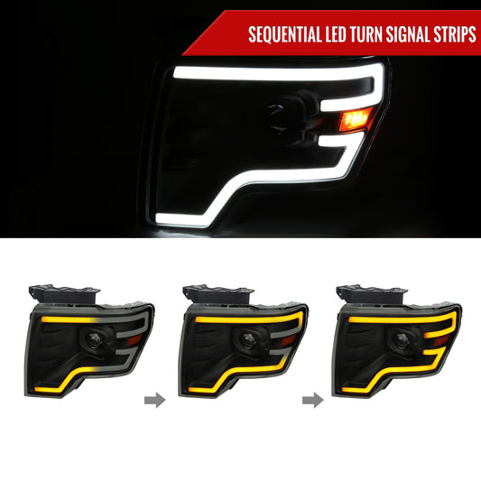 2010 Ford F-150 Spec-D black aftermarket headlights