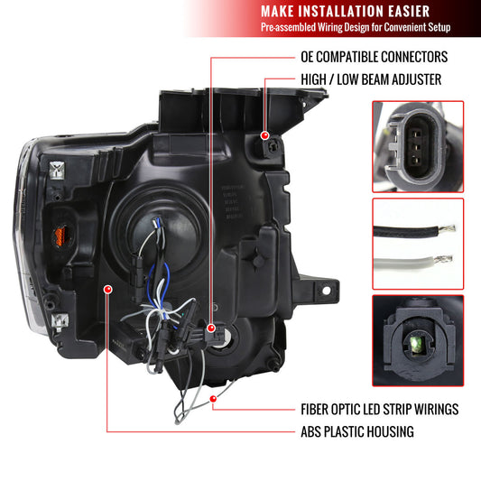 2009-2014 Ford F150 LED Strip Spec-D Headlights Chrome Clear