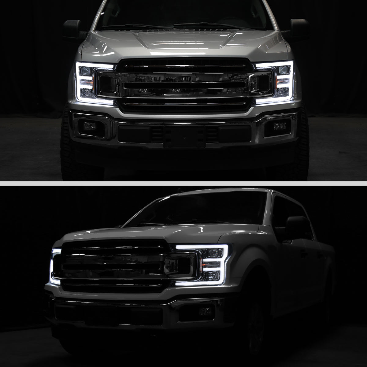 Spec-D 19 Ford F-150 Glossy black headlights