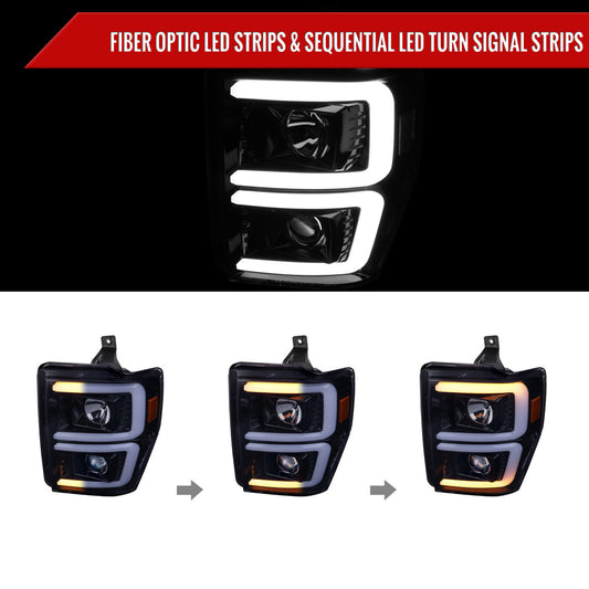 2009 F250 F350 F450 F550 Spec-D black aftermarket headlights