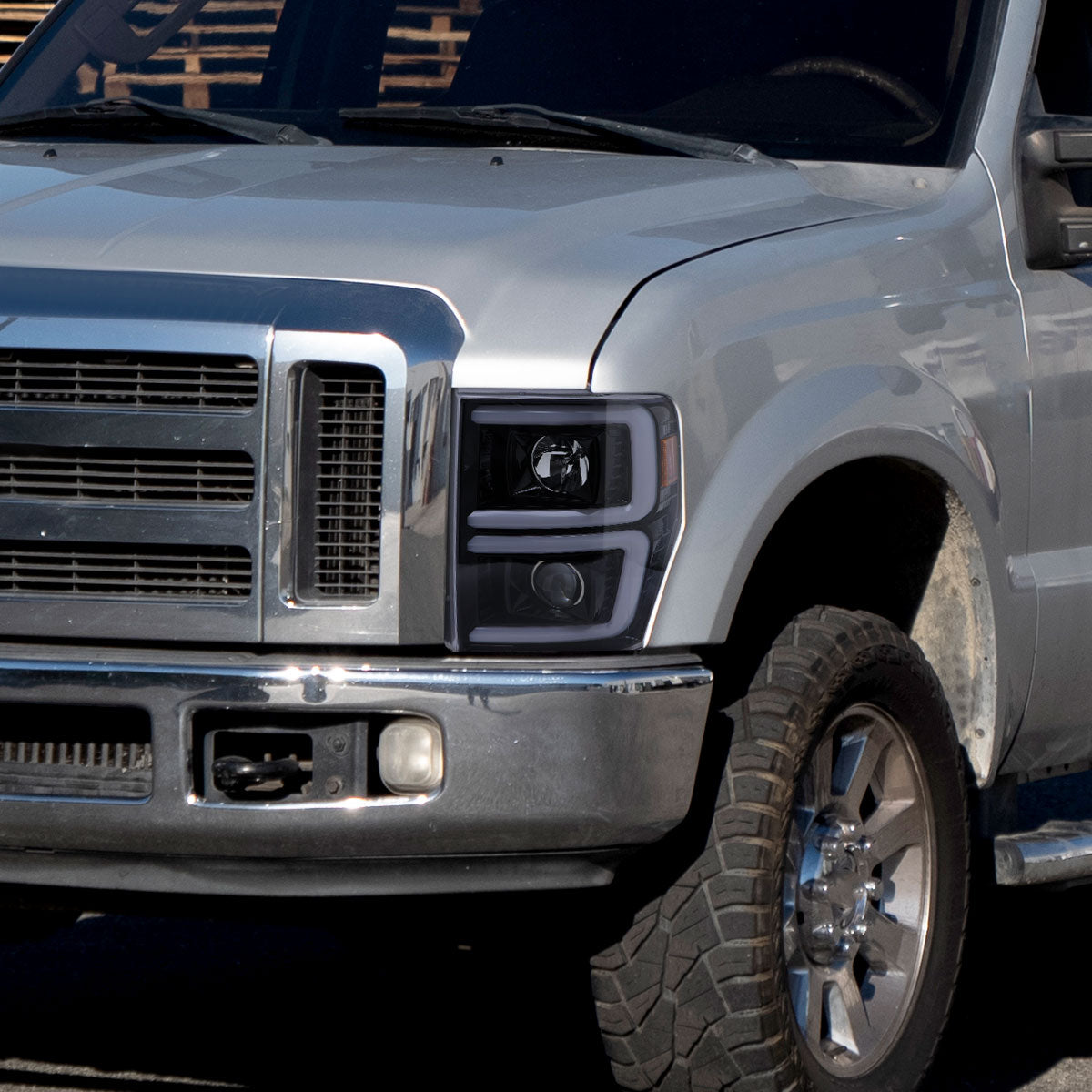 Spec-D 09 F250 F350 F450 F550 black headlights