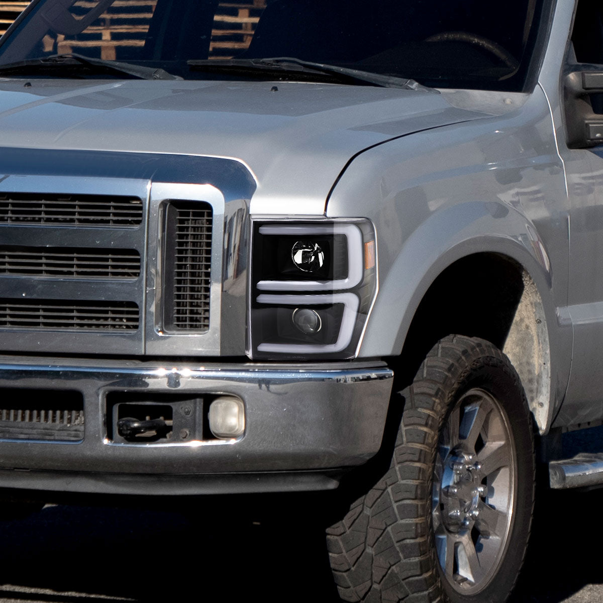 Spec-D 09 Ford F-250 F-350 F-450 black headlights