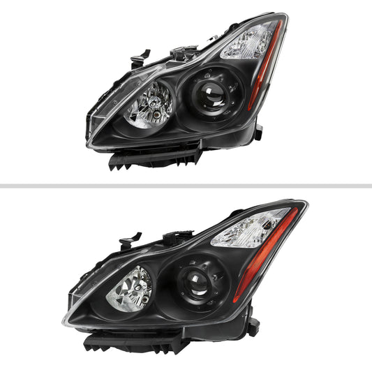 2009 G37 Q60 coupe OE Spec-D black aftermarket headlights