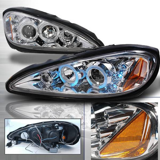 1999-2005 Pontiac Grand am Halo Projector Spec-D Headlights Chrome