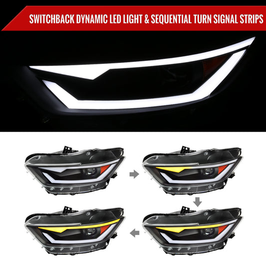 2016 Mustang Shelby HID Xenon Spec-D black aftermarket headlights