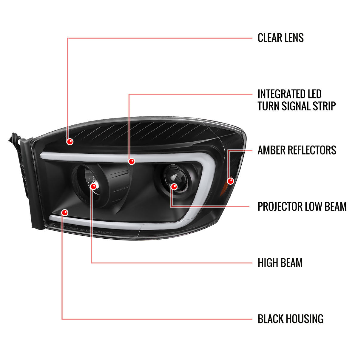 Spe-D 2006-2009 Dodge Ram 3500 Spec-D Headlights Black