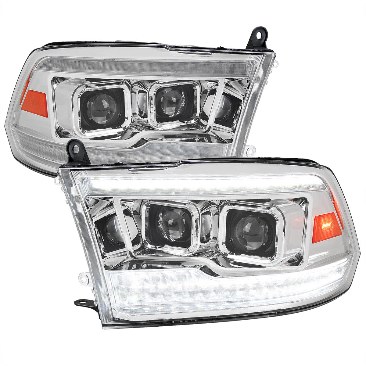 Spec-D 2009-18 Dodge Ram 1500 3500 Projector Headlights Sequential LED Chrome