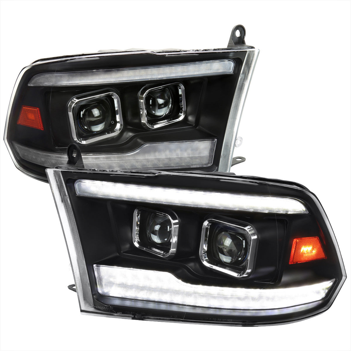 Spec-D 2009-18 Dodge Ram 1500 3500 Projector Headlights Sequential LED Black