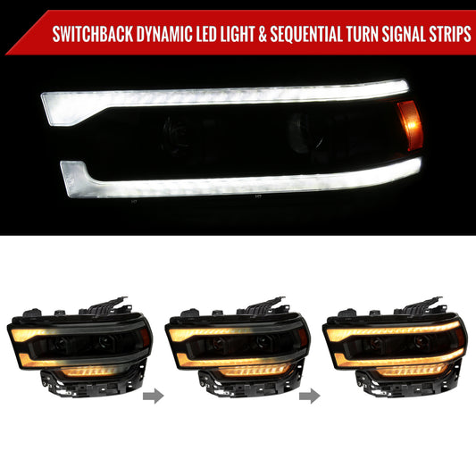 2020 Dodge Ram 2500 Pro Black Spec-D smoked aftermarket headlights