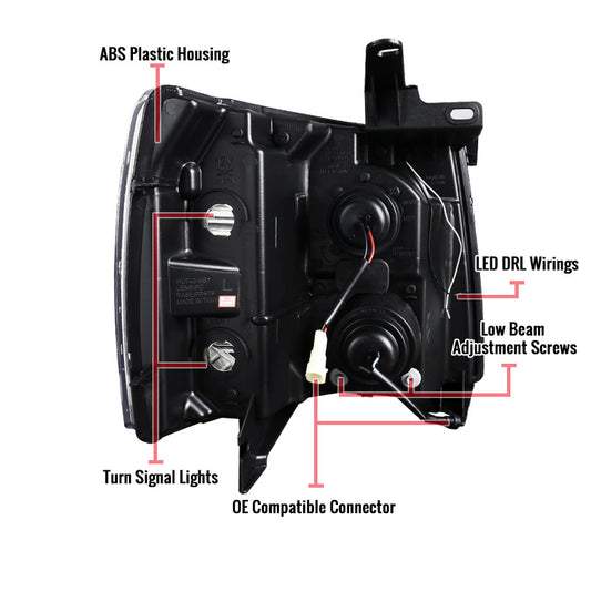 2007-2014 Silverado LED Bar Projector Spec-D Headlights Chrome