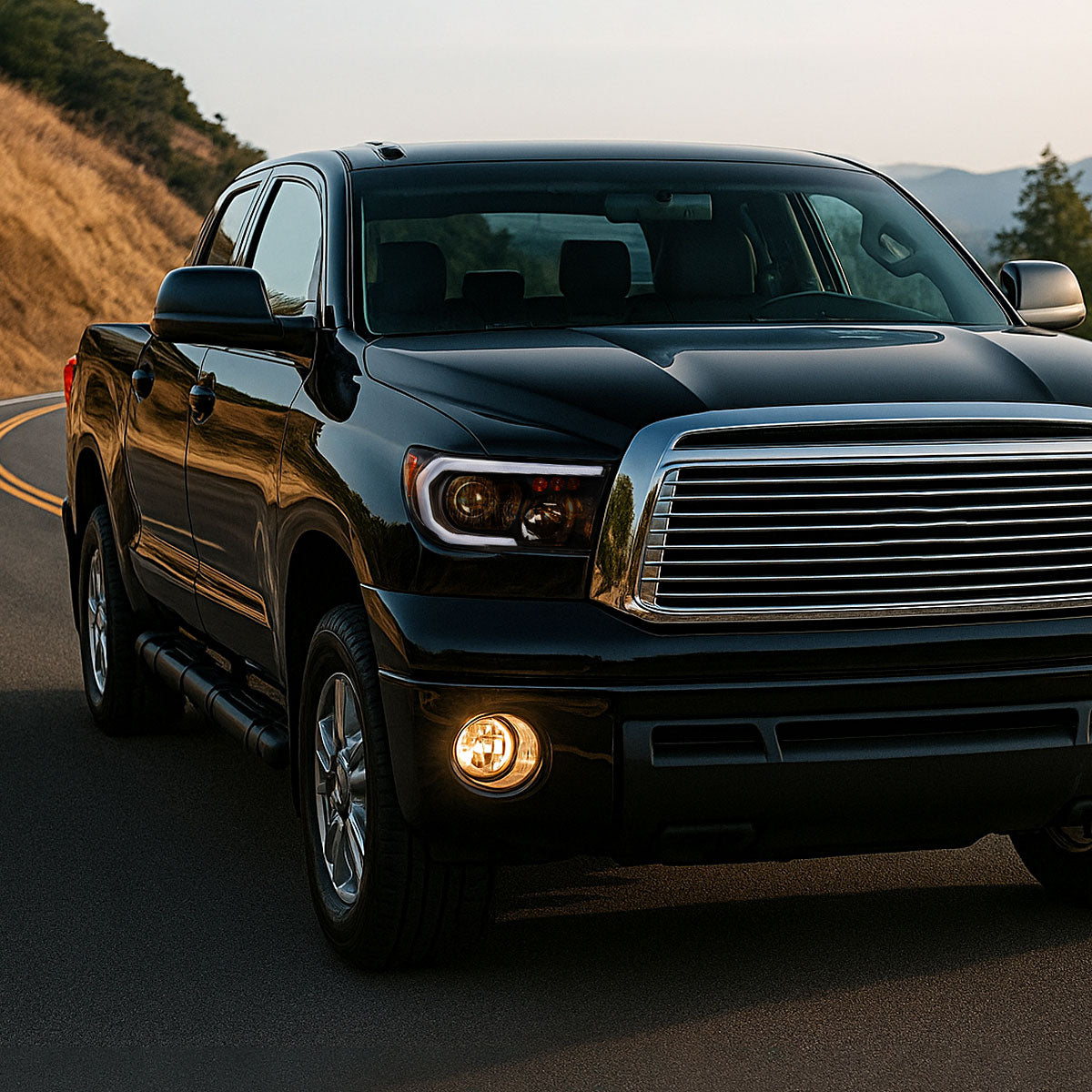 Spec-D 2007-2013 Toyota Tundra/2008-2017 Sequoia Retro Style LED Tube Projector with LED Turn Signals Black Headlights