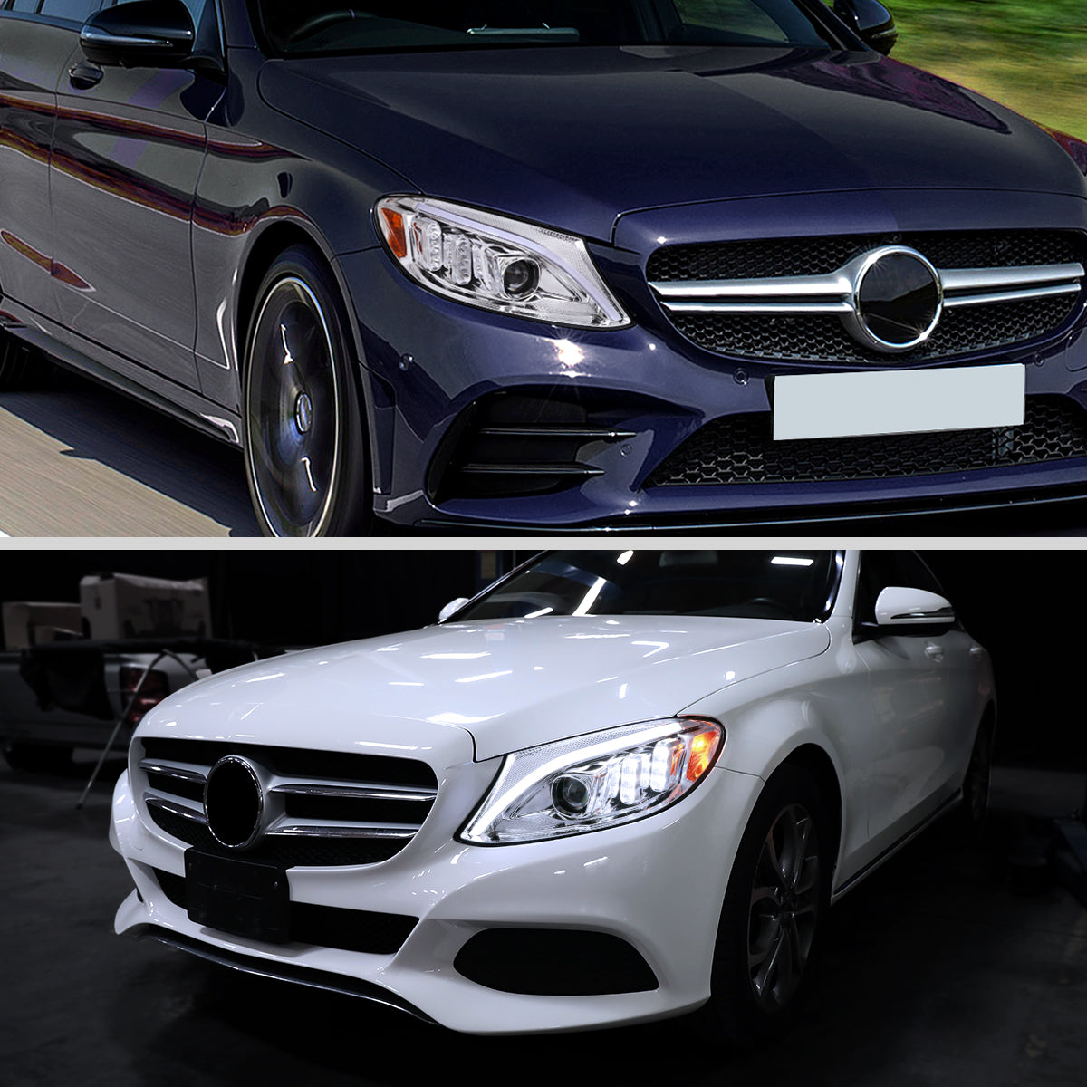 Spec-D 15 Mercedes C-Class W205 chrome headlights