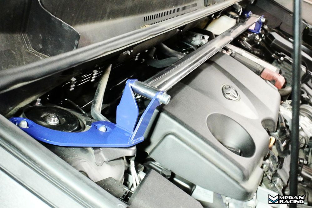 installed on Megan Racing Toyota Rav-4 19+ Race-Spec Front Upper Strut Brace (MR-SB-TR419FU-1P)