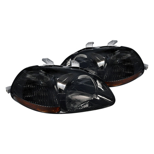 1996-1998 Honda Civic Smoked Spec-D Headlights Amber Reflectors