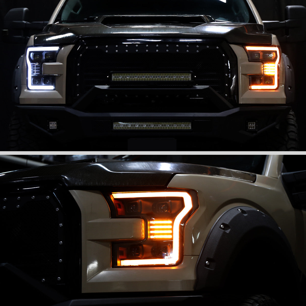 Spec-D 15-17 F-150 Smoked Sequential LED DRL Projector Headlights