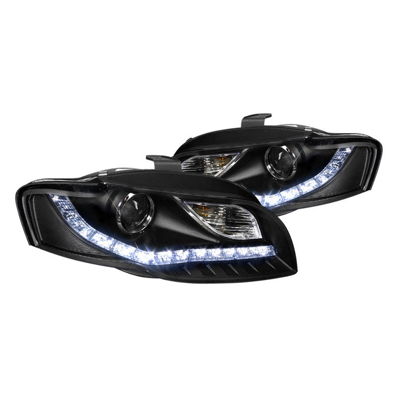 Spec-D 06-08 Audi A4 R8 LED Bar Projector Headlights Black