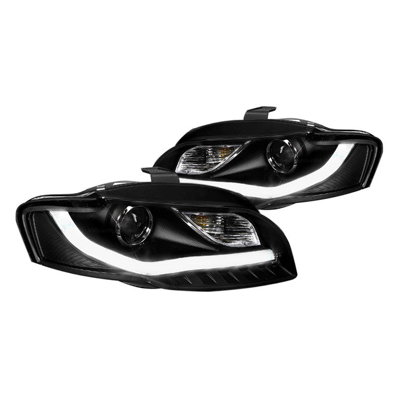 Spec-D 06-08 Audi A4 R8 LED Bar Headlights V2 Black
