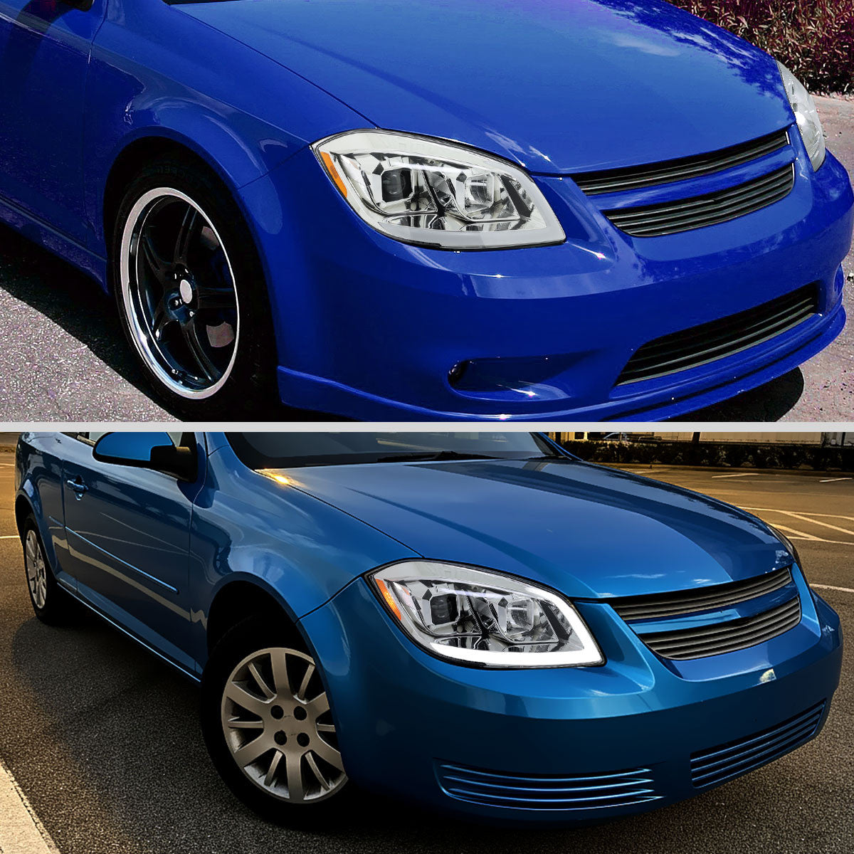 Cobalt 2005-2010 Spec-D chrome projector headlights switchback DRL set