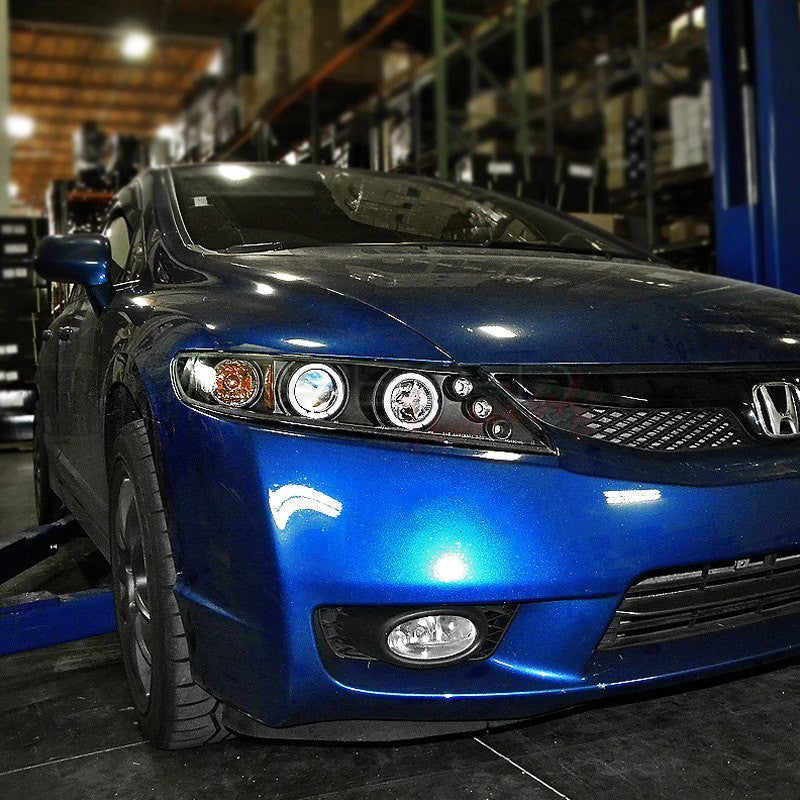 2006-2008 Honda Civic 4dr Halo Projector Headlights Black