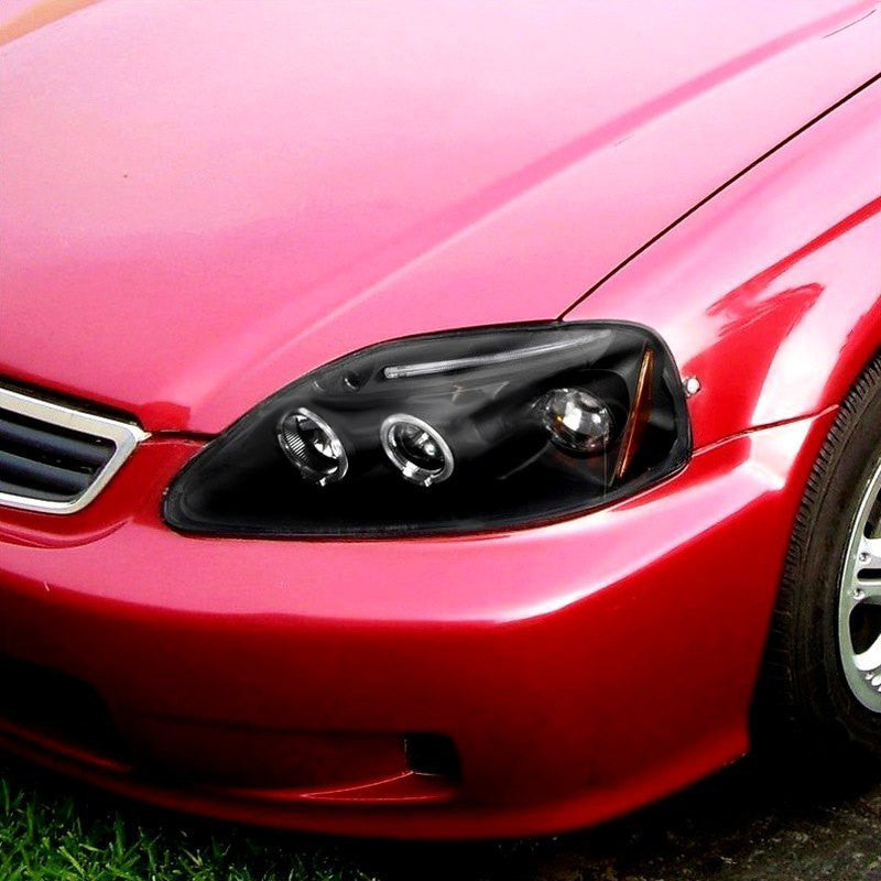 1999-00 Honda Civic Halo Projector Headlights Black